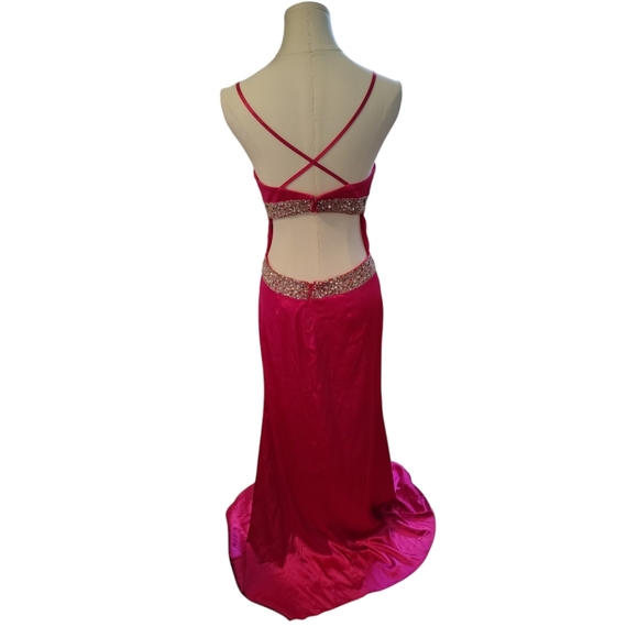 Sean Couture Barbie Paris Pink Backless Low Cut Sequin Prom Gown Size Small - Picture 5 of 10